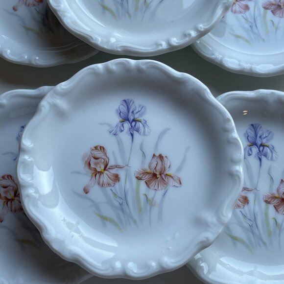 VTG Royal Crown Bavaria Coasters Set of 6 Handmade Ceramic Pastel Iris Floral - Picture 3 of 8